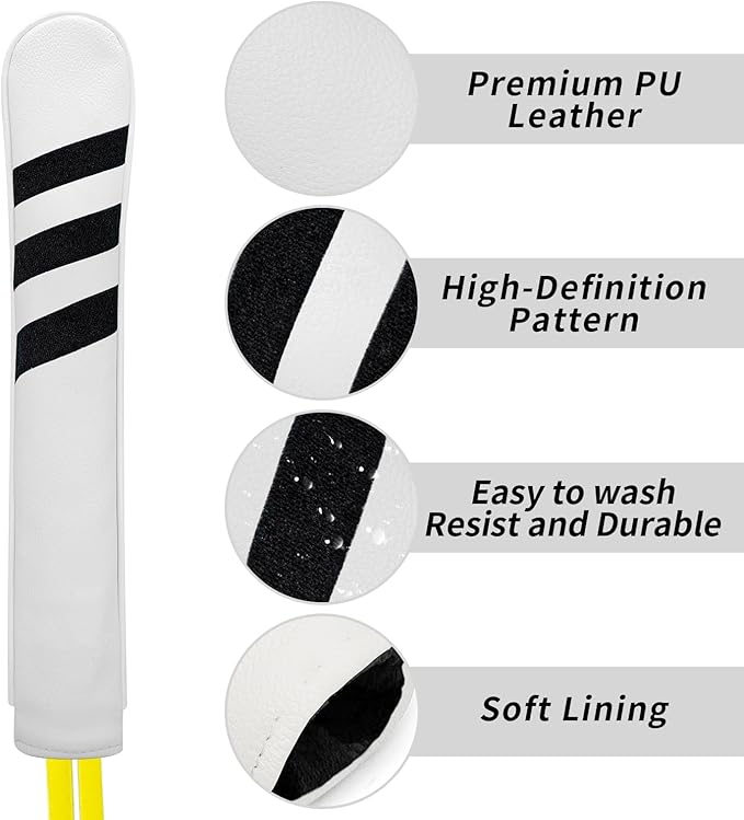 Golf Alignment Stick Cover Premium Leather Perfect Cover for Alignment Sticks Classic USA Design Alignment Sticks Holder Golf Club Protector Holds 2 Sticks.