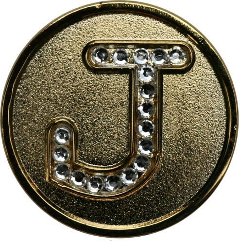 Monogram Initial Golf Ball Marker with Crystals and Matching Hat Clip