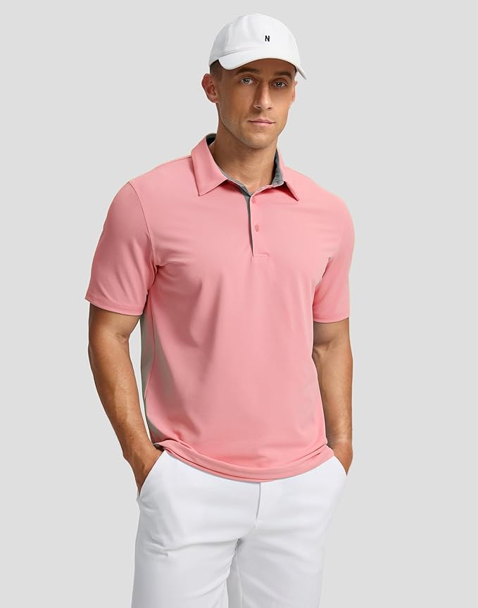 Men's Golf Shirts Dry Fit Moisture Wicking Performance Short Sleeve Collared Polo Shirts for Casual Athletic Business