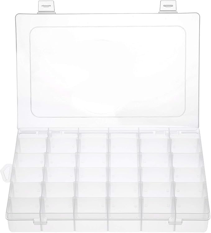 Gospire 36 Grids Clear Plastic Jewelry Box Organizer Storage Container with Removable Dividers (36 Grids - Clear)