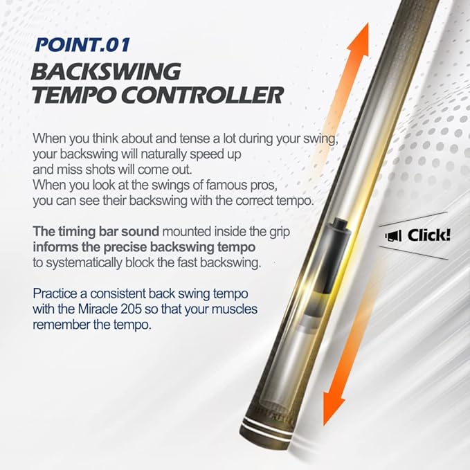 WINNER SPIRIT Miracle 205 Golf Swing Tempo Master Backswing Training Aid Back Swing Trainer Speed Power Warm Up Warmup Practice Stick for Improved Flexibility Rhythm Balance Strength