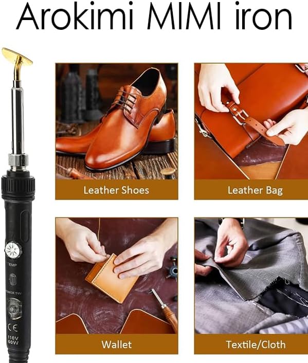 Arokimi Mini Iron, 80W Small Iron for Crafts Patches Shoes Hats, Adjustable Temperature, Easy to Use, with Replaceable Iron Tips (Black)
