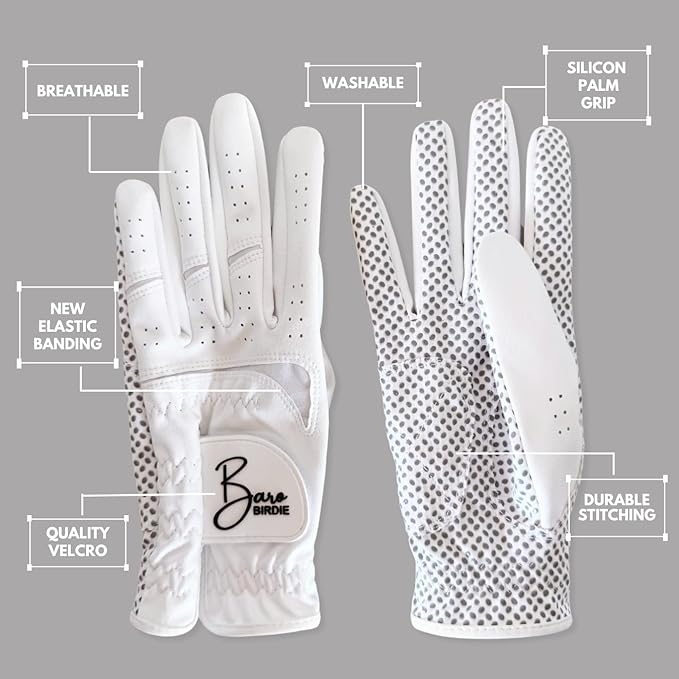 Golf Gloves Both Hands Women's 1 Pair Lightweight Non-Slip Silicone Extra Grip All Weather Girls Ladies Sports Tennis