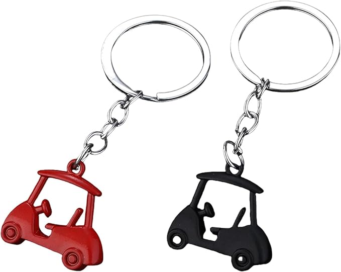 Pack Of 2 Zincs Alloy Realistic Golf Cart Keychains Golf Themed Holder Lightweight For Keys Bags Accessories