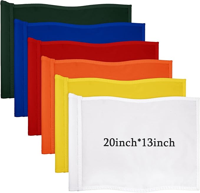 Nuenen 6 Pieces Large Golf Flags with Tube Inserted 20 x 13 Inch 420D Nylon Golf Pin Flags Waterproof Putting Green Pin for Backyard Practice Courses Country Club Garden