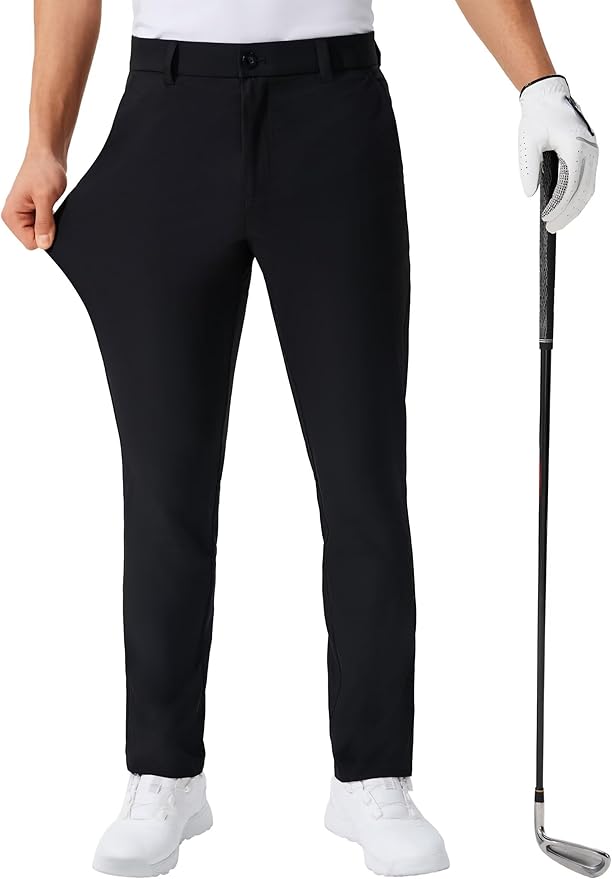 QPNGRP Men's Golf Pants 30"/32"/34" Inseam Lightweight Stretch Work Dress Pants