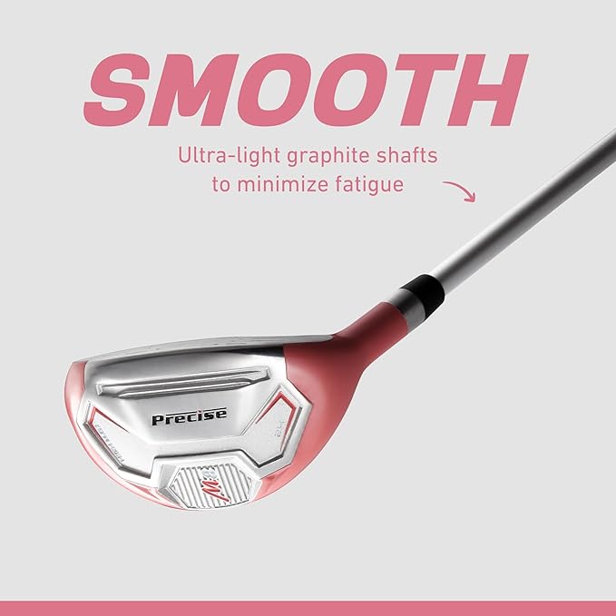 Precise M8 15-Piece Womens Golf Club Full Set, Driver, Wood, Hybrid, Irons, Putter & Stand Bag, Lightweight & Durable Kevlar Graphite Shafts, Golf Clubs Women Right Handed, Regular & Petite Sizes
