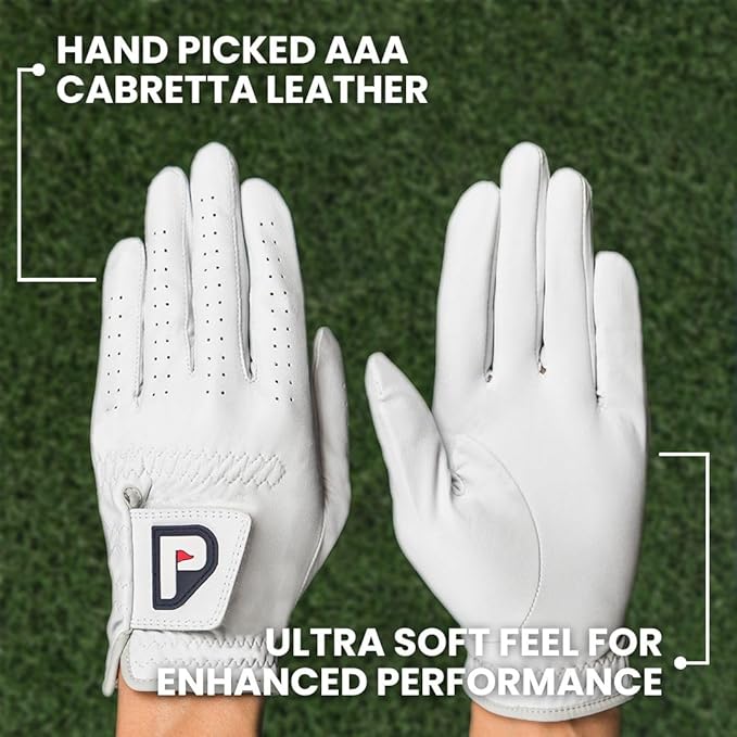 PUR3 Cabretta Leather Golf Gloves Men | Multi-Pack | Real Genuine Ultra Soft Leather Golf Glove | with Ball Marker
