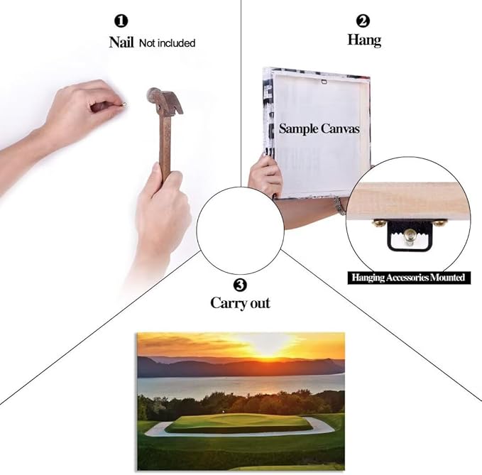 chenchenArt Sleepy Hollow 16 Hole Golf Course Wall Art for Living Room Bedroom Bathroom Home Decorations Sleepy Hollow Golf Course Picture Poster Canvas Prints Framed Ready to Hang(12''H x 16''W)