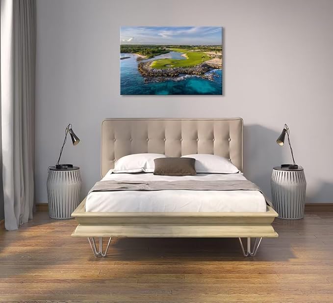 Punta Espada Golf Club Wall Art for Living Room Bedroom Bathroom Home Decorations Punta Espada Golf Course Picture Poster Framed Artwork Ready to Hang(12''H x 16''W)