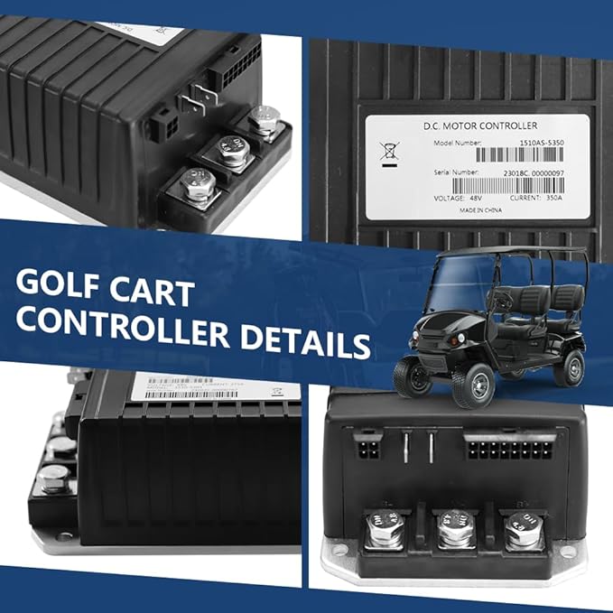 1510AS-5350 Golf Cart Controller, 48V 350A Golf Cart Speed Controller Compatible with Curtis for Club Car DS & Precedent, Carryall 1, Carryall Turf 2000-2009, MCOR 5K-0 Throttle Type, IQ, 102806203