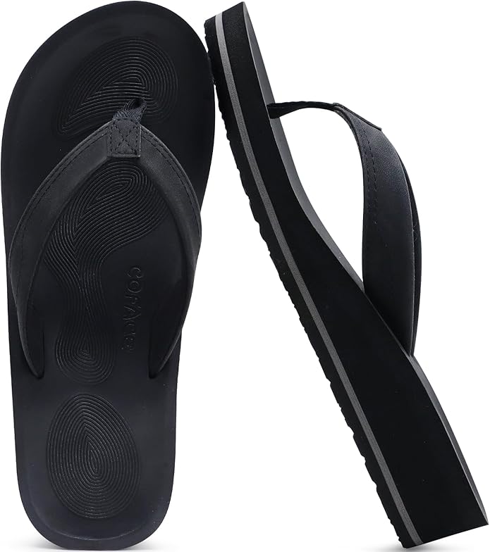 COFACE Flip Flops for Women With Comfortable Arch Support Ladies Fashion Platform Thong Sandals Soft Yoga Mat Sole For Beach/Indoor Outdoor