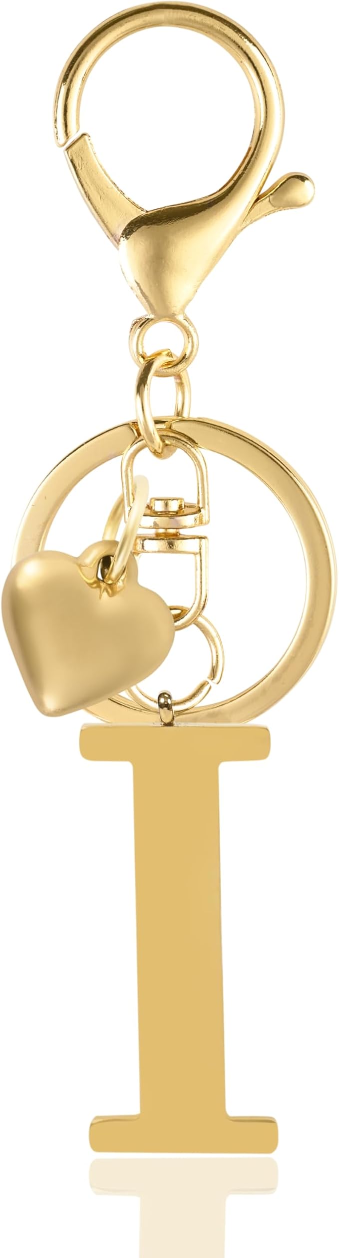 Metal Heart Alphabet Keychain for Women, Girls - Cute Initial Letter Accessories for Purse, Bag Charms and Backpack