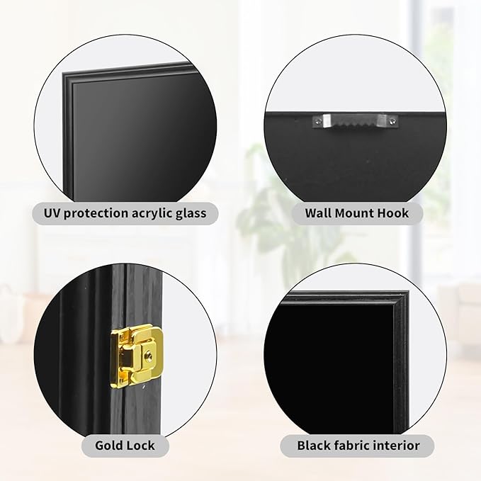 PiaoHao19x14 Pin Display Case Pin Collection Display Case with 98% UV Protection Acrylic Door for Military Medals, Jewelry Pins, Pin Gift, Insignia Ribbons, Beach Tags, Pin Collectibles