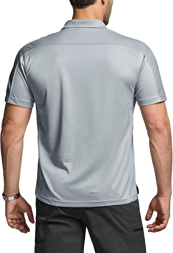 CQR Men's Polo Shirts, Tactical Short Sleeve Golf Performance Shirts, Lightweight Dry Fit UPF 50+ Pique