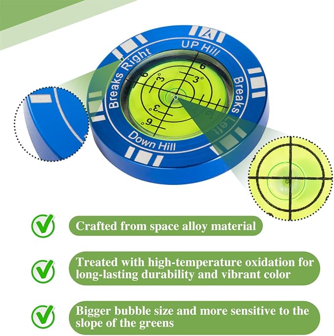 Golf Putt Green Reader, High Precision Golf Training Aid, Stylish Hat Clip Ball Marker, Golf Accessories for Men Women