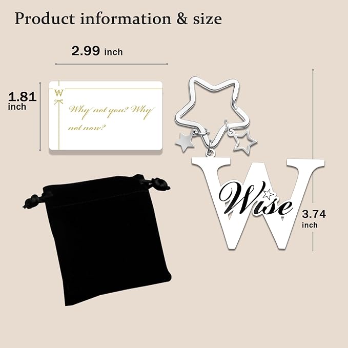Qunrwe Stainless Steel Initial Letter A-Z Keychain,Inspirational Gifts for Women Men Friends Daughter Son Sister Dad Mom