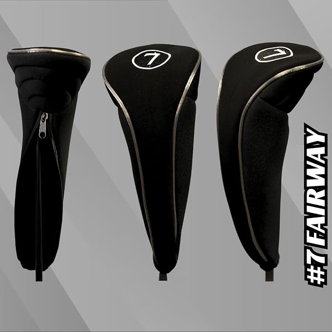 Black Golf Zipper Head Covers 3 5 7 Fairway Woods Headcovers Metal Neoprene Traditional Plain Protective Covers Fits All Fairway Clubs