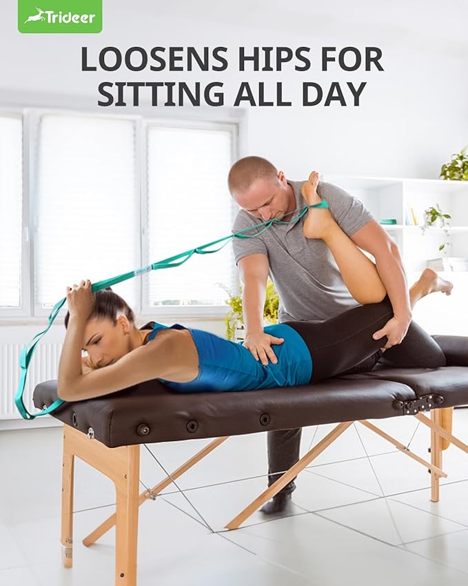 Trideer Stretching Strap Yoga Strap for Physical Therapy, 10 Loops Yoga Straps for Stretching, Non-Elastic Stretch Strap for Pilates, Exercise, Stretch Band for Women & Men