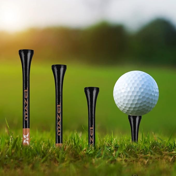 MAZEL Natural Wood/Bamboo Golf Tees 2 3/4 Inch & 3 1/4 Inch,Pack 50 or 120,Reduce Friction & Side Spin,More Stable Golf Tees