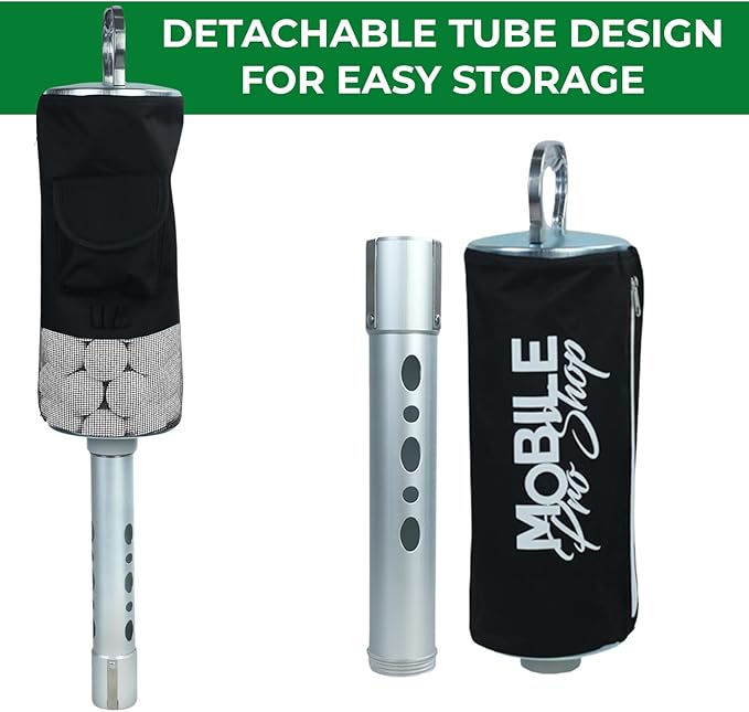 Golf Ball Retriever | Portable Shag Bag for Golf Balls | Collector with Detachable Aluminum Alloy/Plastic Tube and Handle - Holds up to 80 Balls