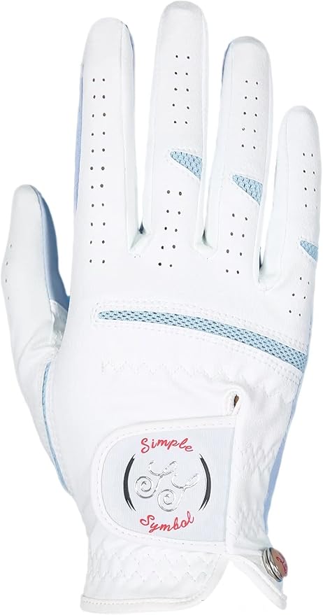 Women's Golf Glove Microfiber with Colorful Cabretta Leather Six Pack(Left is Wear On Left Hands,Right is Wear On Right Hands) Four Colors White/Sky/Orange/Red