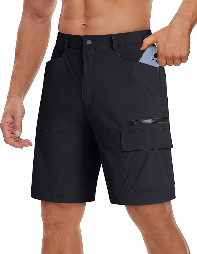 TACVASEN Men's Summer Outdoor Shorts Quick Dry Cargo Casual Work Hiking Shorts (NO Belt)