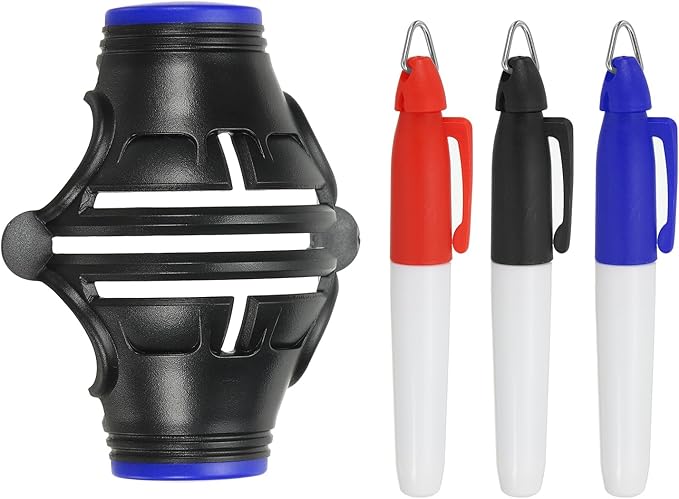 PATIKIL Golf Ball Marker Stencil 360 Degree Triple Track Golf Ball Alignment Marking Tool Line Drawing Marker with Marker Pens for Men Women