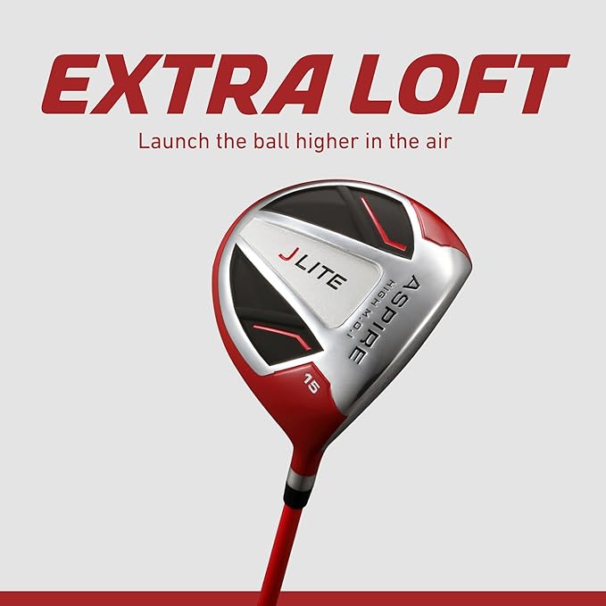 Aspire X-Lite Super Performance Junior Golf Club Set - Right-Handed Kids Golf Set with Driver, Hybrid, 7 Iron, Putter, Stand Bag & Headcovers