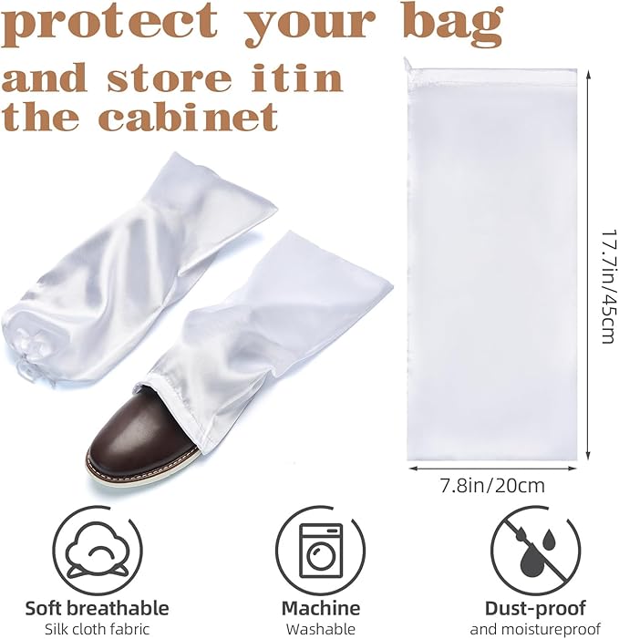 Shoe Dust Bags - 8 Pack Shoe Bags for Travel Satin Fabric with Drawstring Closure,Washable Breathable Cotton Fabric Cloth,for Travel Protecting andStoring Shoes