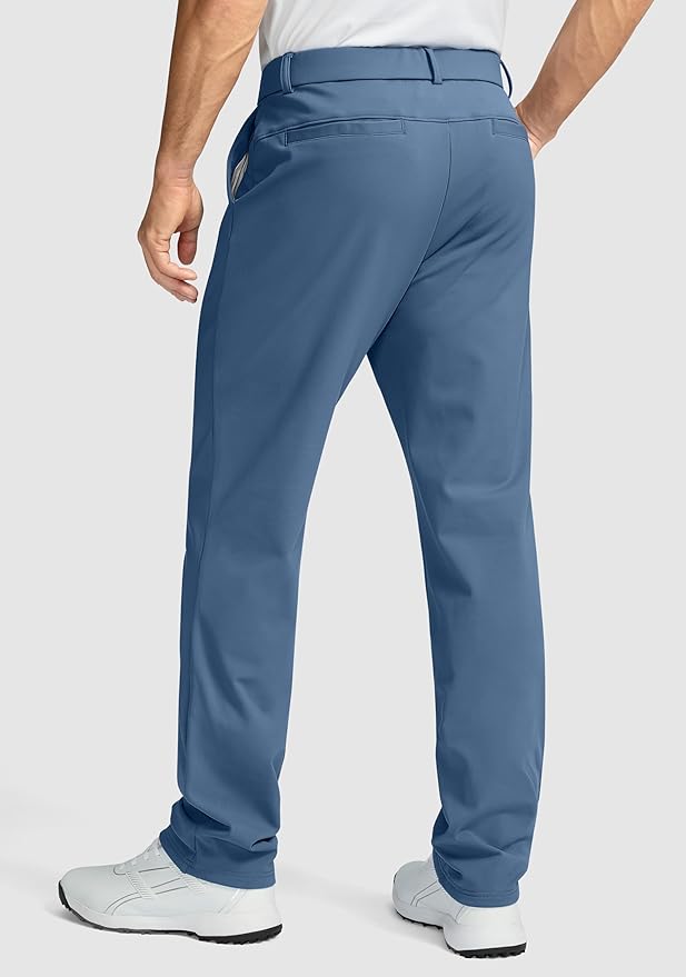 Soothfeel Men's Fleece Lined Pants 30"/32"/34" Golf Work Dress Pants Casual Insulated Warm Winter Trousers with Pockets