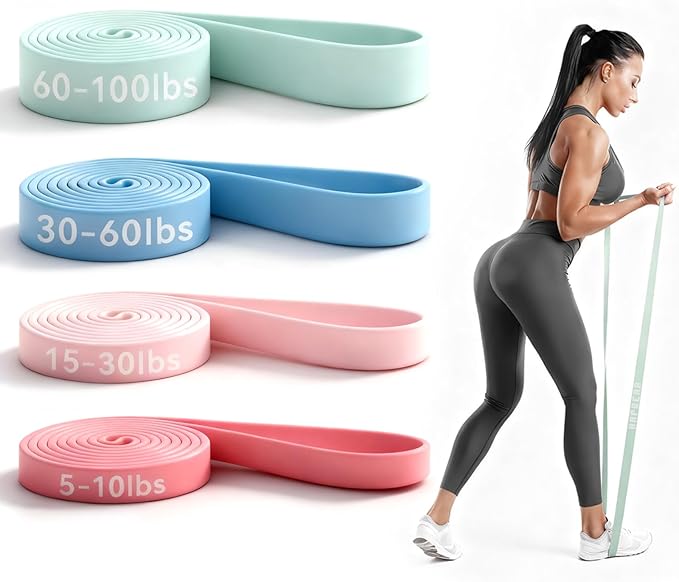 HAPBEAR Pull Up Assistance Bands Set of 5 - Resistance Bands for Working Out, Stretching, Physical Therapy, Muscle Training