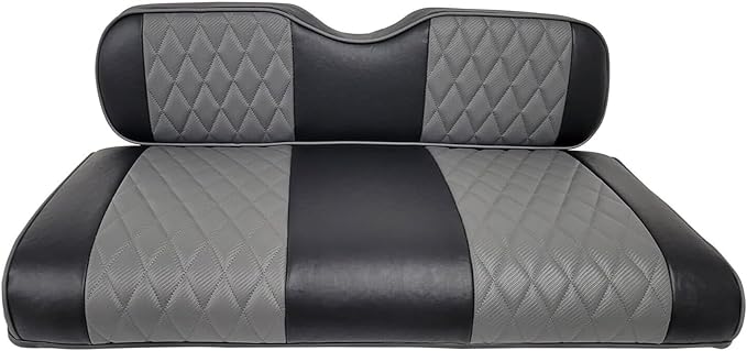 Huskey Parts Company 2PCS Charcoal Gray Golf Cart Front Seat Cover Diamond Stitching for EZGO TXT/Medalist 1994-2013, Marine Grade Vinyl, Custom Fit, Staple On…