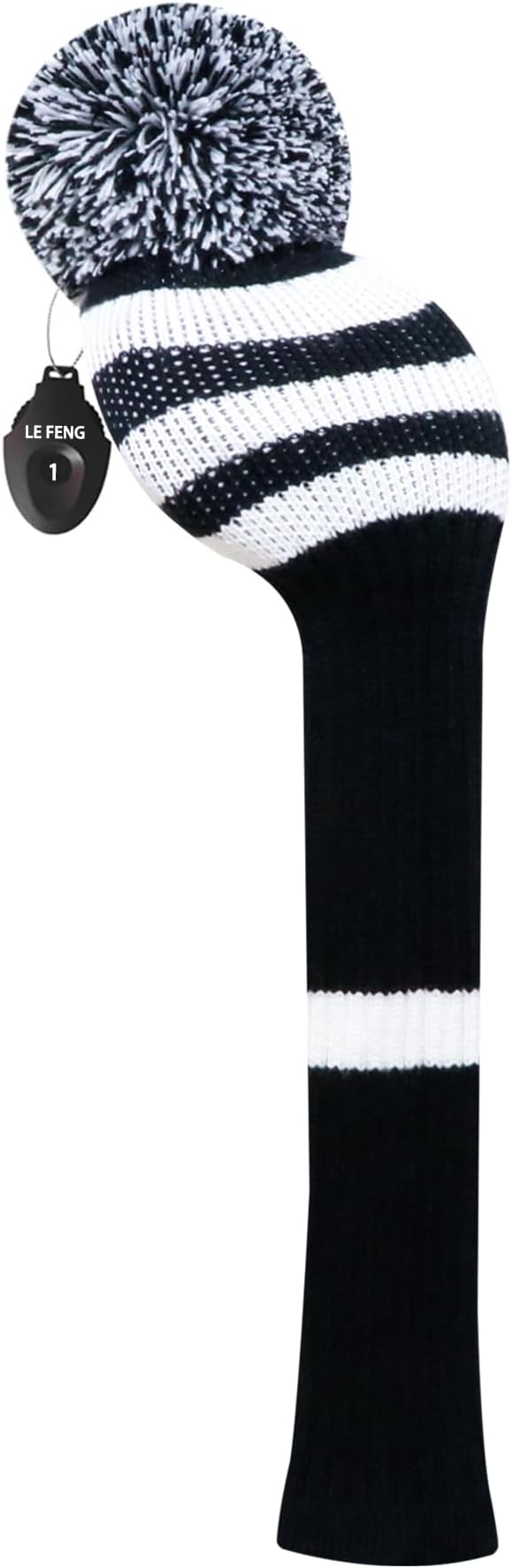 LeFeng 1Pcs Golf Club Cover, Knitted Golf Head Cover for 460cc Driver Fairway Woods and Hybrid with Cute Pom Pom and Number Tag