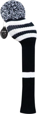 LeFeng 1Pcs Golf Club Cover, Knitted Golf Head Cover for 460cc Driver Fairway Woods and Hybrid with Cute Pom Pom and Number Tag