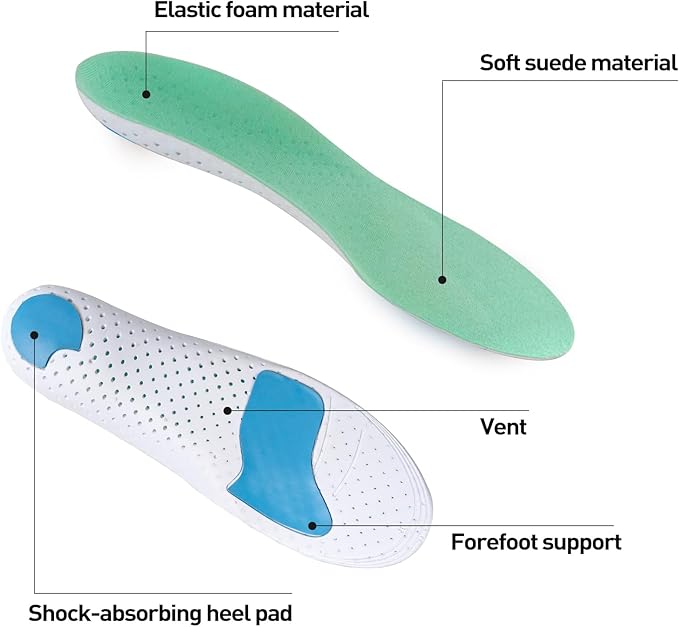 Insoles for Golf Men's Shoes Replacement, Footwear Inserts for Arch Support Inserts to Help Reduce Fatigue Cushion Shock Absorbing (Men 12-14)