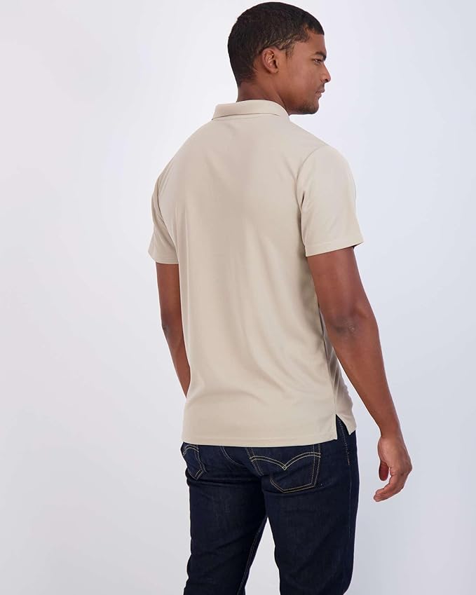 Real Essentials 3 Pack: Men's Quick-Dry Short Sleeve Athletic Performance Polo Shirt (Available in Big & Tall)