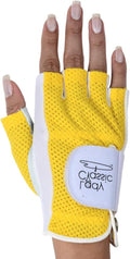 Mesh Half Golf Glove for Women – Premium Cabretta Leather Palm, Breathable Mesh Back, Half-Finger Design Ladies Golf Glove for Enhanced Grip & Comfort
