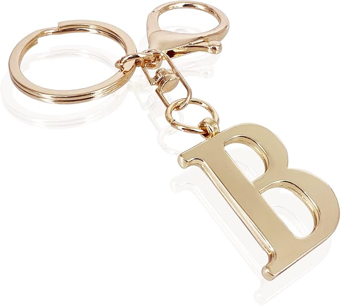 LAXPICOL Gold Letter A-Z Keychain for Women Bag Charms Purse Charms For Handbags Metal Alphabet Initial Letter Keychain