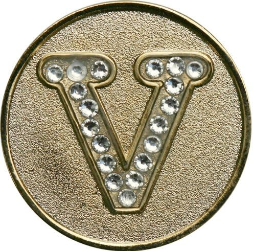 Monogram Initial Golf Ball Marker with Crystals and Matching Hat Clip