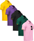 ZITY 5 Pack Mens Polo Shirt Short Sleeve Sports Golf Tennis T-Shirt Moisture-Wicking Summer Shirts