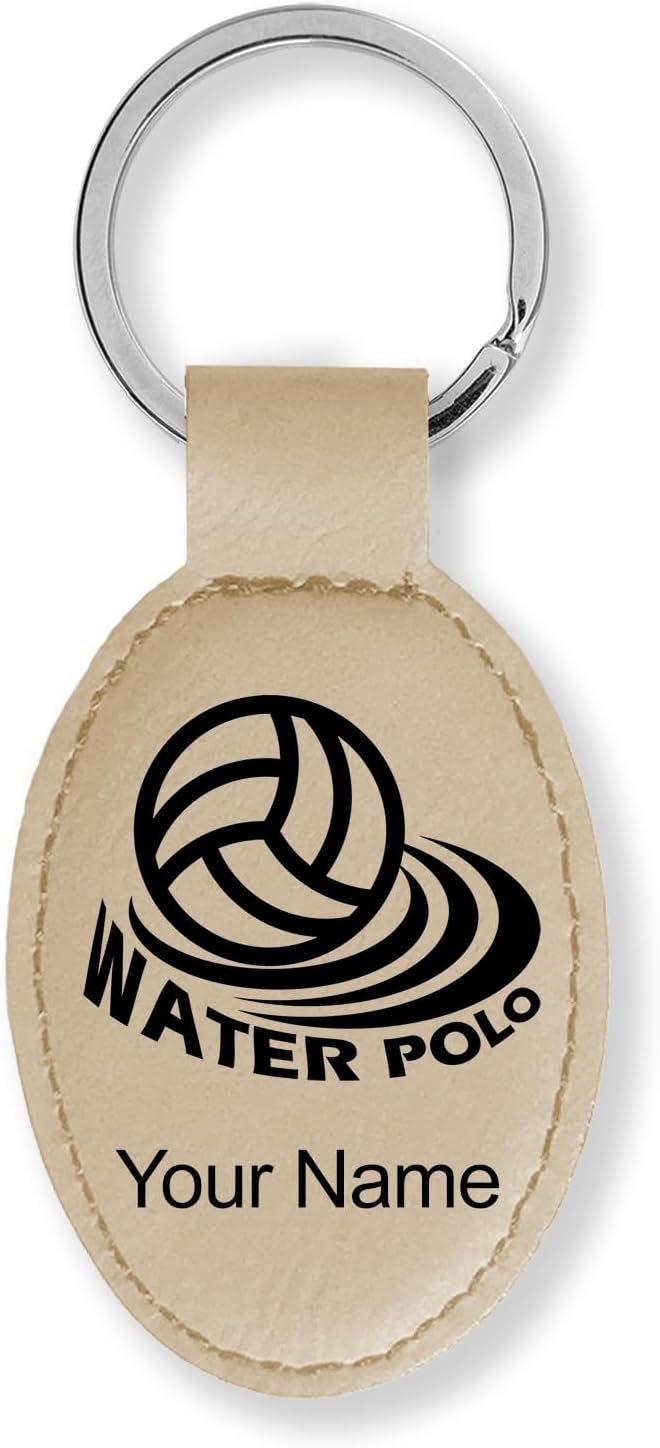 LaserGram Oval Keychain, Water Polo, Personalized Engraving Included