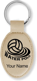 LaserGram Oval Keychain, Water Polo, Personalized Engraving Included