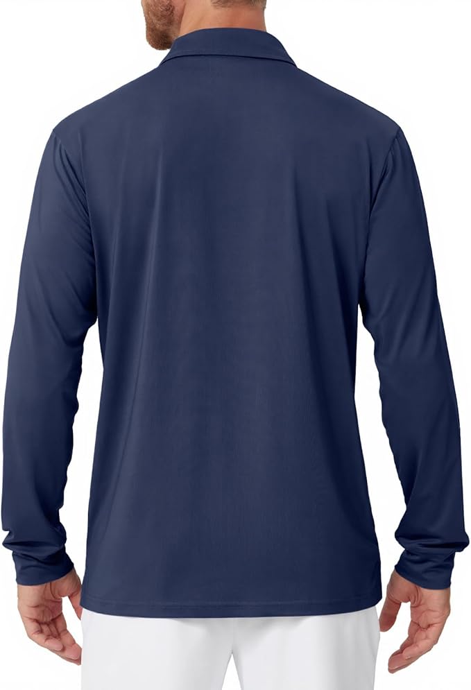NAVISKIN Men's Polo Shirts Long Sleeve Golf Shirts with Collar UPF 50 SPF Shirt for Men Quick Dry Moisture Wicking