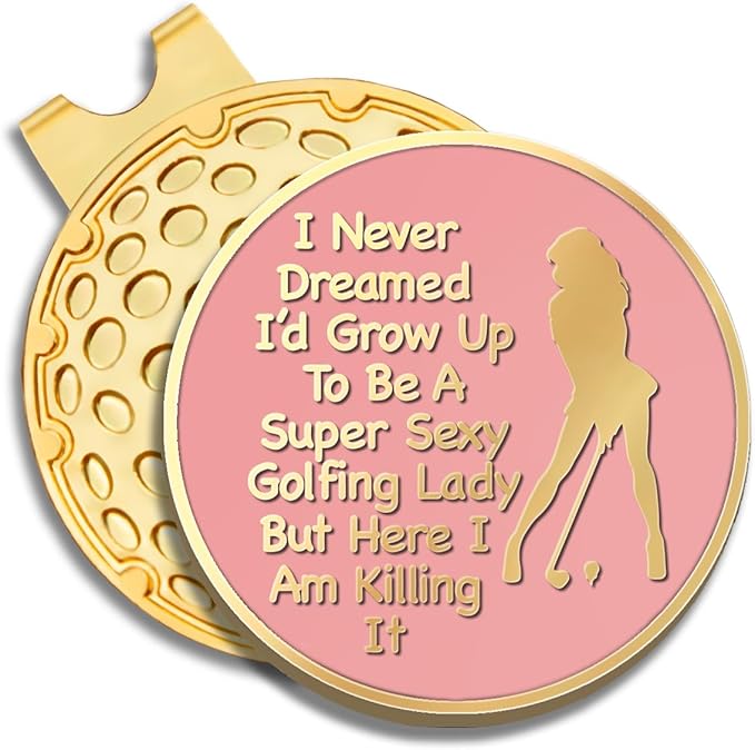 Pink Golfer Ball Marker with Magnetic Hat Clip, Funny Golf Accessories Gifts for Men Women, Novelty Birthday Gifts for Men Women Golfer Fan