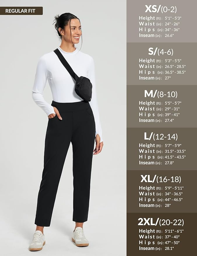 baleaf Women's Fleece Lined Pants Stretch Water Resistant Winter Thermal Travel Pants Cold Weather Gear Pockets Work Golf