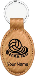 LaserGram Oval Keychain, Water Polo, Personalized Engraving Included