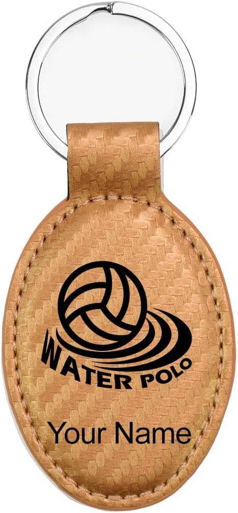 LaserGram Oval Keychain, Water Polo, Personalized Engraving Included