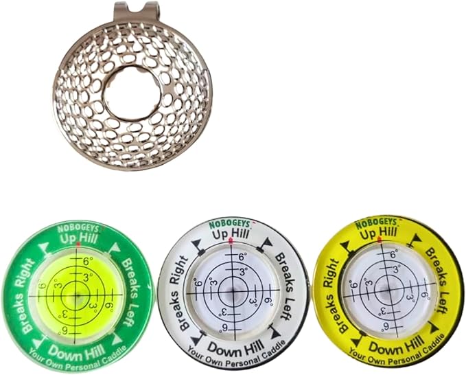 NoBogeys Magnetic Golf Hat Clip with Ball Marker - 3 Pack Durable Green Reader with Clip - Strong Magnet for Hats, Visors & Bags – Precision Putting Aid for Improved Accuracy