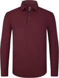 Alex Vando Mens Golf Shirt Moisture Wicking Quick-Dry Solid Long Sleeve Polo Shirts for Men